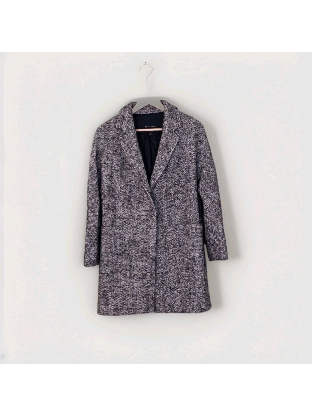 Massimo Dutti Wool Silk Alpaca Blend Coat Womens US 2 Marled Brown Lined Pockets